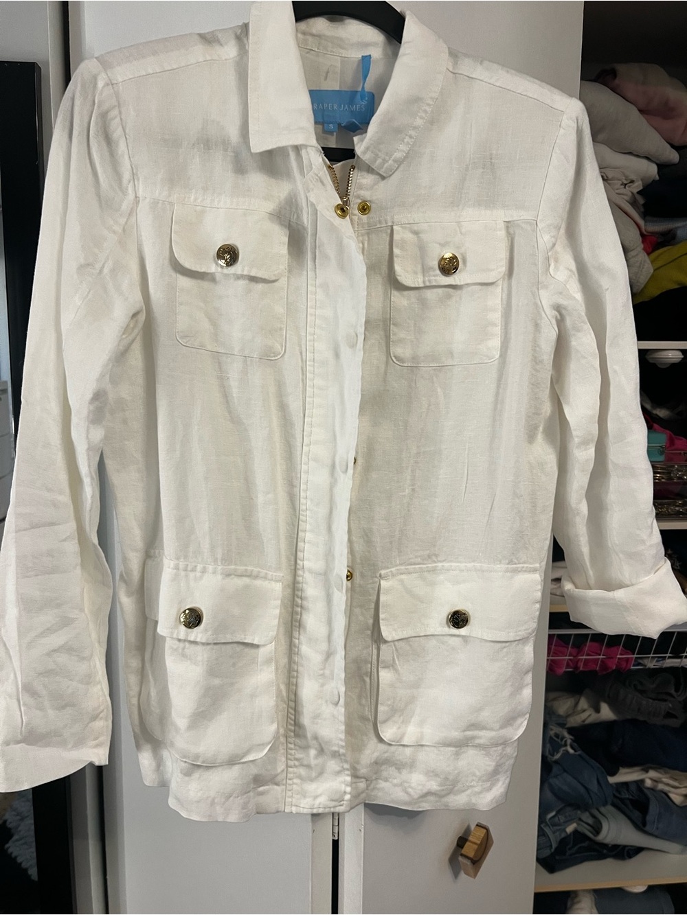 Draper James White Women's Linen Utility Jacket